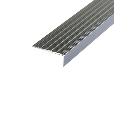 120/140 cm Aluminum Stair Nosing, L-Shaped Metal Stair Edge Protector, Non-Slip Angle Profile for Indoor and Outdoor Stairs (Gray, 100 cm/40 in)