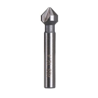 WBTAJZHY Carbide Chamfering Cutter, Three-Flute Countersink with Round Shank, 1 Pc. (12.4 mm)