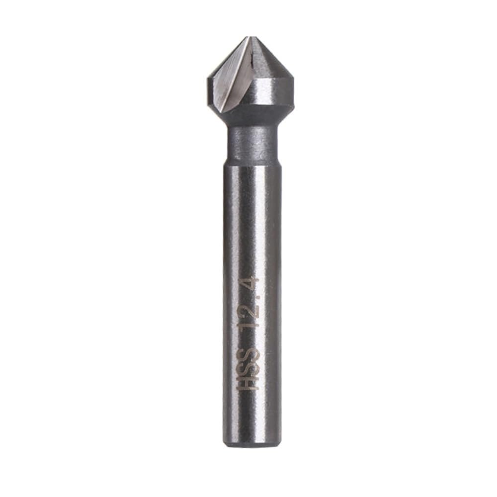 WBTAJZHY Carbide Chamfering Cutter, Three-Flute Countersink with Round Shank, 1 Pc. (12.4 mm)