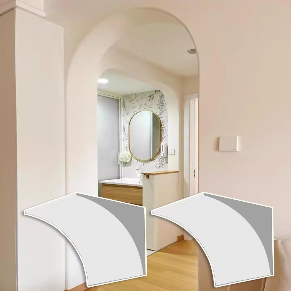 2-Piece Rounded Door Arch Set, DIY Plasterboard Arch Trim, 10.2 x 10.2 x 10.2 in