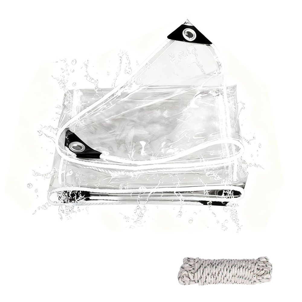 Transparent Waterproof Tarp with Eyelets, 200 x 280 cm