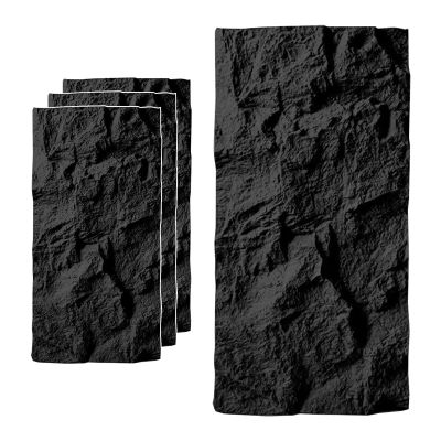 Vibeo 3D Wall Panels with Cement Texture, Waterproof Faux Stone, Black, 3-Pack