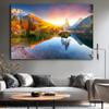 Visario Mountain Lake Landscape Canvas Wall Art with Sun, 120 x 80 cm, 5067 view 2