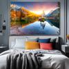 Visario Mountain Lake Landscape Canvas Wall Art with Sun, 120 x 80 cm, 5067 view 3