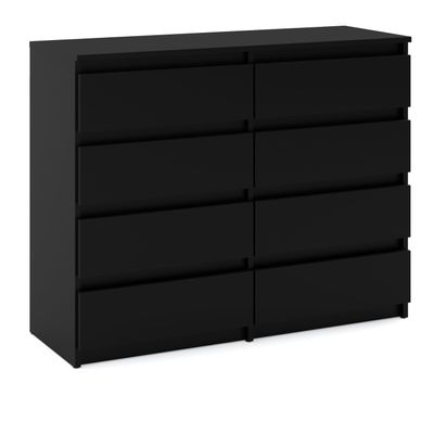 MRBLS_HOME 8-Drawer Dresser – Wooden Sideboard, 120 x 92.5 x 33.5 cm (W/H/D), Matte Black