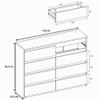 MRBLS_HOME 8-Drawer Dresser – Wooden Sideboard, 120 x 92.5 x 33.5 cm (W/H/D), Matte Black view 3
