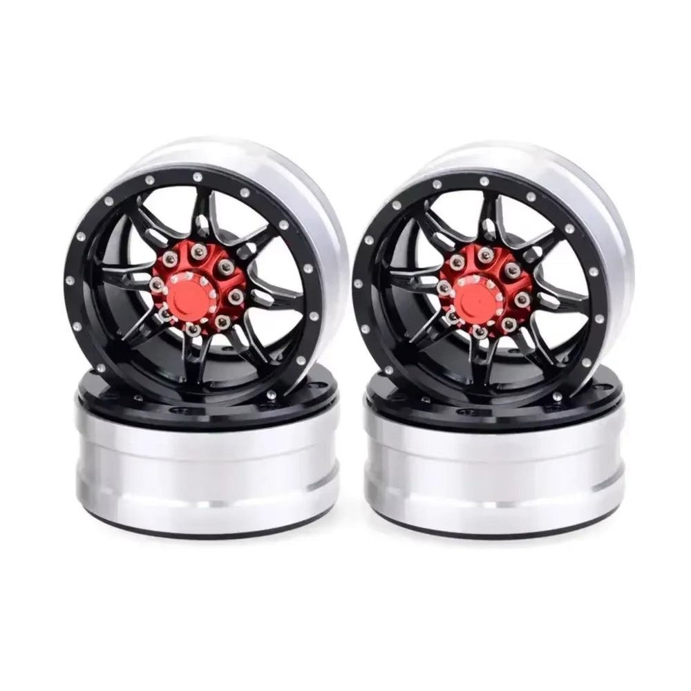 RC Beadlock Wheels for Axial SCX10 90046, Tamiya CC01, D90, D110, S119, 1/10, 4PCS, Metal, 1.9-Inch