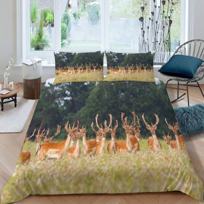 YZQGLHP Sika Deer Pattern Kids' Bedding Set, 155 x 220 cm, 3-Piece