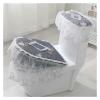 OIFAODAO Toilet Seat Cushion, 3-Piece Set, Lace, Embroidery, Floral, Toilet Lid Cover Set, Gold-Diamond Velvet, Grey view 1