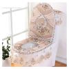 OIFAODAO Toilet Seat Cushion, 3-Piece Set, Lace, Embroidery, Floral, Toilet Lid Cover Set, Gold-Diamond Velvet, Grey view 2