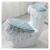 OIFAODAO Toilet Seat Cushion, 3-Piece Set, Lace, Embroidery, Floral, Toilet Lid Cover Set, Gold-Diamond Velvet, Grey view 3