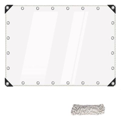 Transparent Tarp with Grommets, 2.5 x 4.4 m, Foldable, Tear-Resistant, Weatherproof