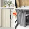 Dust-Resistant Sliding Curtain for Open Shelves, Khaki, W80 x H90 cm view 3