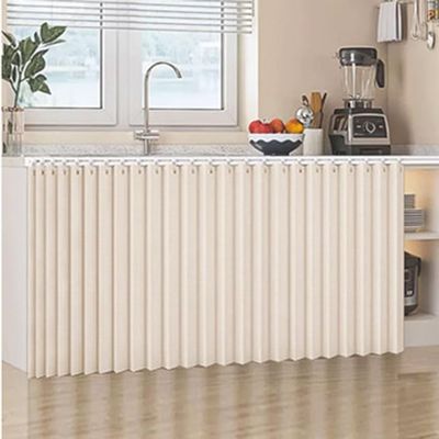 Dustproof Waterproof Sliding Cabinet Curtain, Beige, W60 x H100 cm