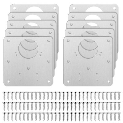 Hinge Repair Plates, 10-Pack, with 60 Stainless Steel Screws