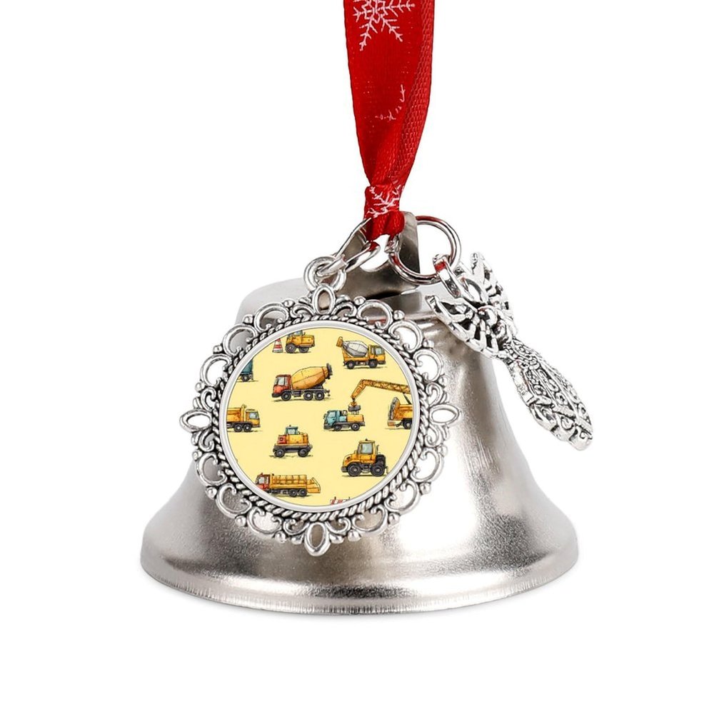 Truck Excavator Christmas Tree Ornaments, Metal Hanging Bells