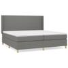 Generic Upholstered Box Spring Bed, Dark Gray, 200 x 200 cm, Simple Design view 2