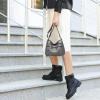 Women's Soft Leather Crossbody Shoulder Bag, Gray, One Size view 2