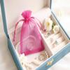 Small Transparent Organza Bags with Satin Drawstring, Fuchsia, 17 x 23 cm, 100 Count view 2