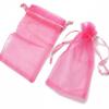 Small Transparent Organza Bags with Satin Drawstring, Fuchsia, 17 x 23 cm, 100 Count view 3