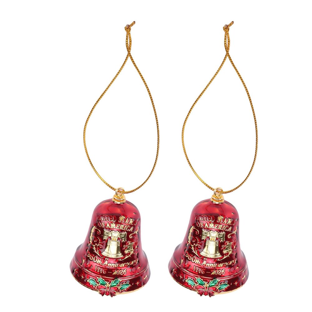 RASTKY Exquisite Bell Ornament Set for a 250th Anniversary, Sturdy Structure for Long-Lasting Festive Décor, Gold and Red