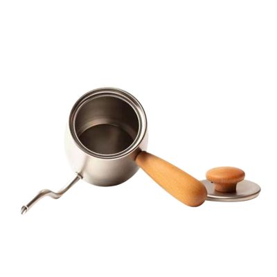 RhineCart Basics Gooseneck Kettle, Manual 350 mL Pour-Over Kettle, Long Narrow Spout, 304 Stainless Steel, White