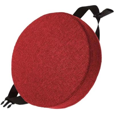 Round Bar Stool Cushion with Ties, Removable Linen Cover and Zipper, 33 x 33 x 8 cm