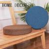 Round Bar Stool Cushion with Ties, Removable Linen Cover and Zipper, 33 x 33 x 8 cm view 4