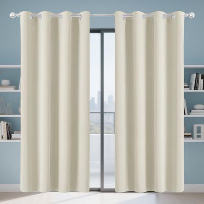 CAOBAOF Blackout Curtain with Eyelets, 210 x 300 cm, Beige