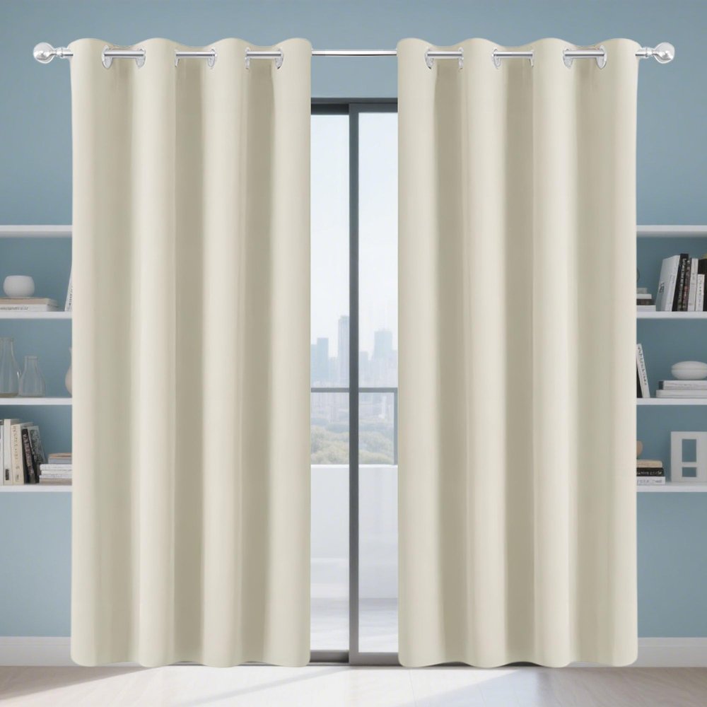 CAOBAOF Blackout Curtain with Eyelets, 210 x 300 cm, Beige