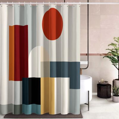 Geometric Abstract Shower Curtain, 180 x 240 cm, with 12 Hooks