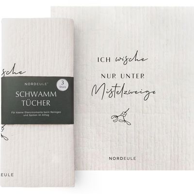 NORDEULE Christmas Sponge Cloths, 3-Pack | Nordic Design | Mistletoe