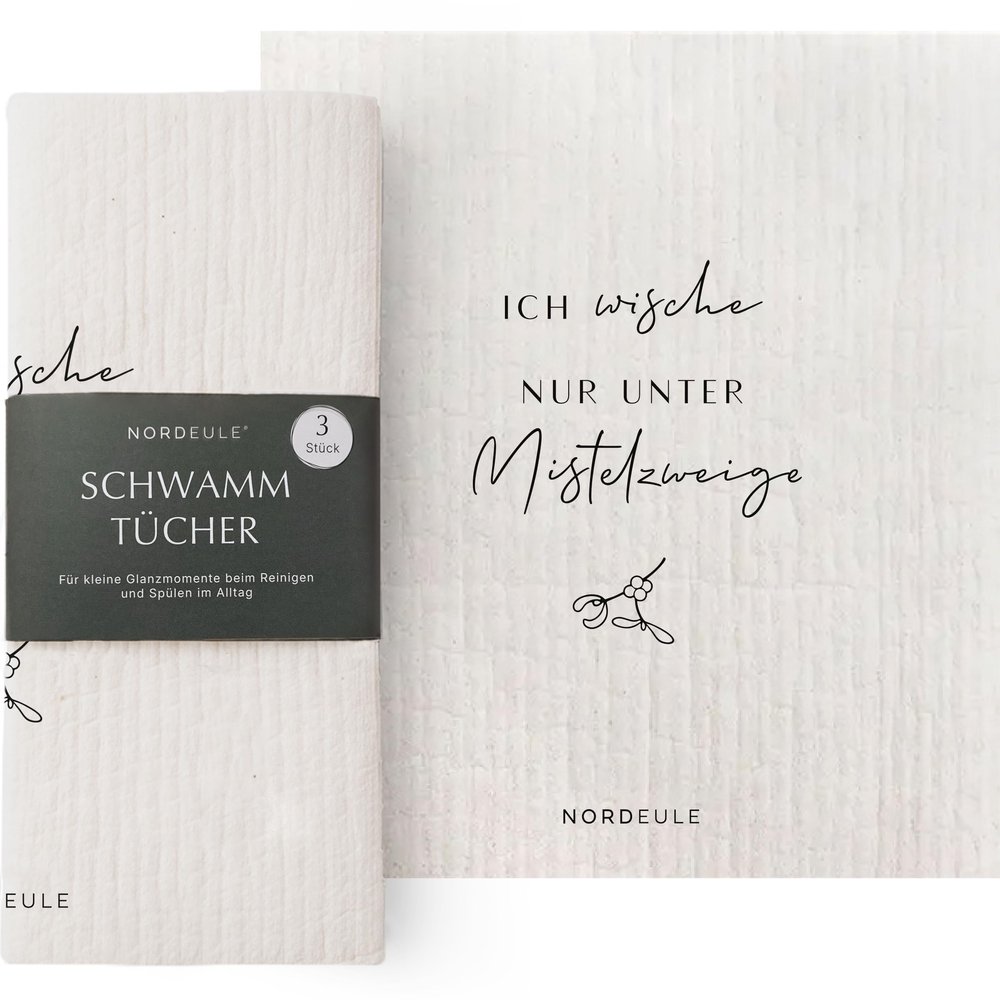 NORDEULE Christmas Sponge Cloths, 3-Pack | Nordic Design | Mistletoe