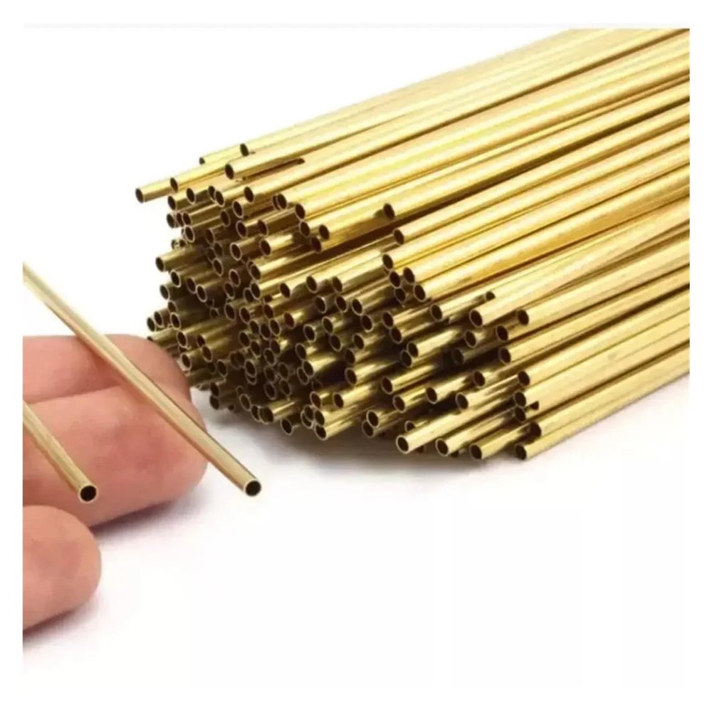2 Brass Tubes, 0.75 mm Wall Thickness, 300 mm Long, Straight, OD 6 x ID 4.5 mm