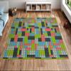 AKCILA Kids' Rug with Pastel Blocks, 150 x 300 cm, Low Pile, Washable view 1