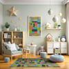 AKCILA Kids' Rug with Pastel Blocks, 150 x 300 cm, Low Pile, Washable view 4