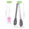 9-Inch Silicone Food Tongs with 1 Brush, 1 Set, Gray view 2