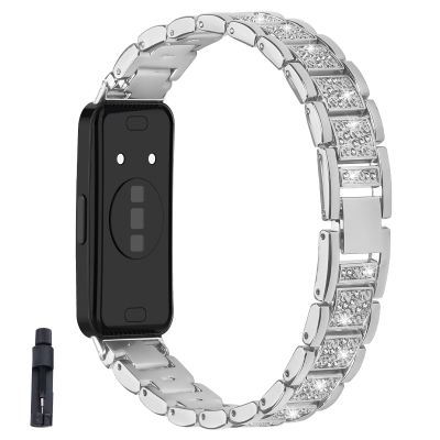 Bdsidy Metal Band for Huawei Band 8/9/10, Stainless Steel Replacement Watch Strap, Silver