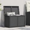 100% PP Garden Storage Box, Rattan-Effect, Black, 180 L, 80.5 x 44.5 x 51 cm, Weatherproof & UV-Resistant, Easy to Transport, Assembly Required view 1
