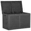 100% PP Garden Storage Box, Rattan-Effect, Black, 180 L, 80.5 x 44.5 x 51 cm, Weatherproof & UV-Resistant, Easy to Transport, Assembly Required view 3