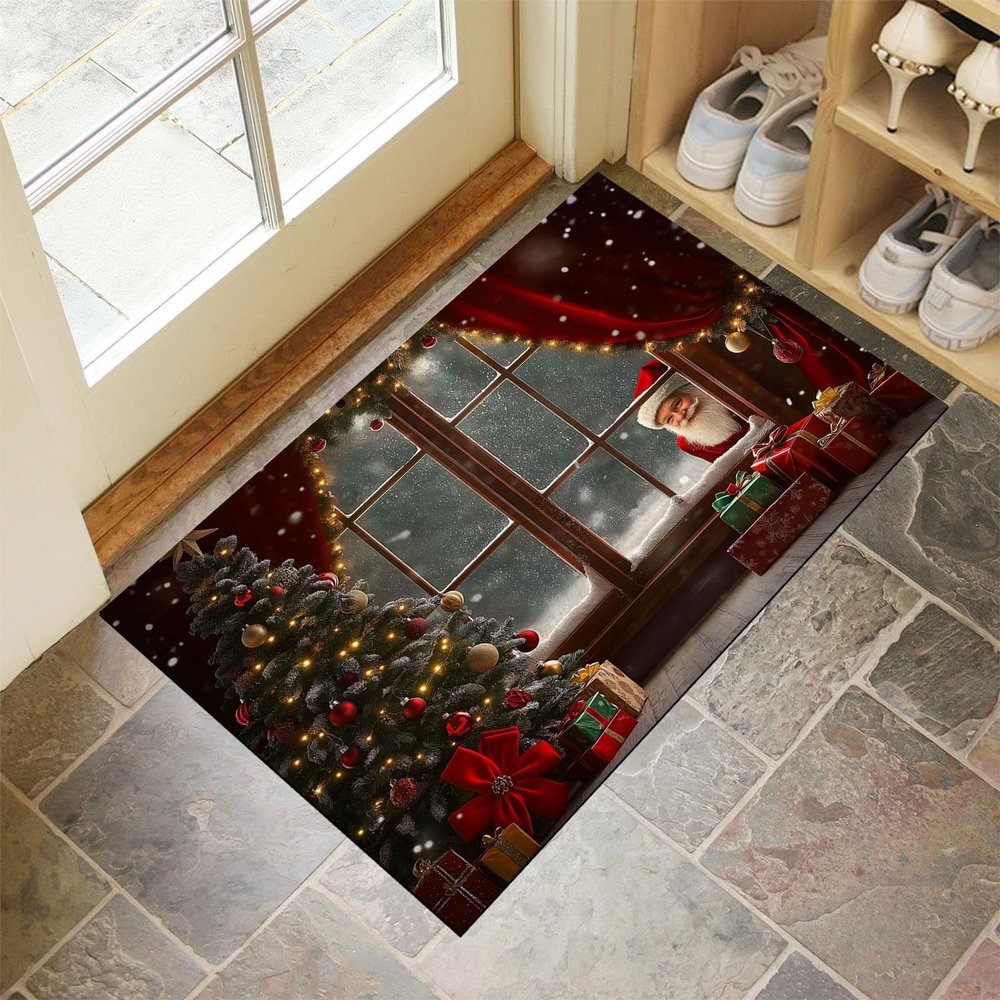 CEDNXOER Christmas Doormat, 50 x 80 cm, Red Non-Slip Indoor Holiday Mat