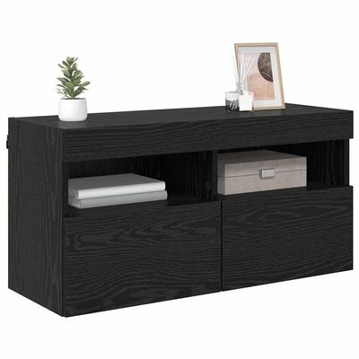 vidaXL Wall-Mounted TV Cabinet 80 x 30 x 40 cm Black Oak Look