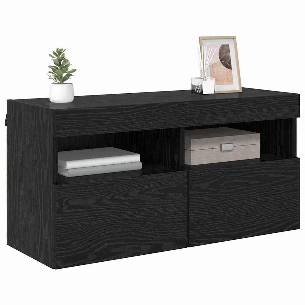 vidaXL Wall-Mounted TV Cabinet 80 x 30 x 40 cm Black Oak Look