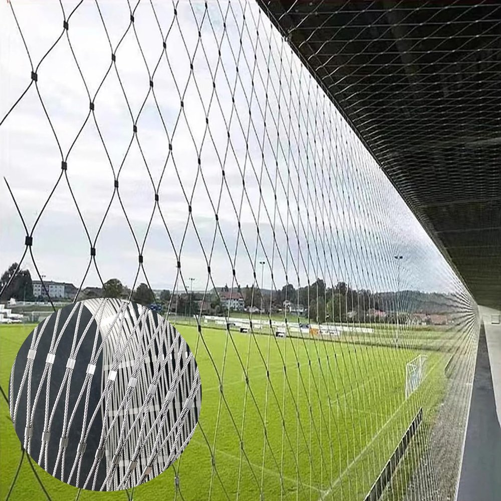 JHIAADEY 304 Stainless Steel Cable Mesh Safety Net, 6 × 3 m