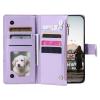 Case for Xiaomi 15T Pro, Embossed PU Leather Wallet Case with Strap, Zipper Coin Purse, Violet view 2