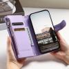 Case for Xiaomi 15T Pro, Embossed PU Leather Wallet Case with Strap, Zipper Coin Purse, Violet view 3