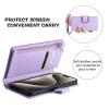Case for Xiaomi 15T Pro, Embossed PU Leather Wallet Case with Strap, Zipper Coin Purse, Violet view 4