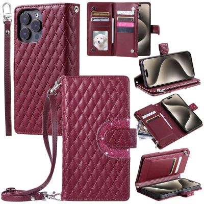 Xiaomi Poco X7 Embossed PU Leather Wallet Case with Strap, Red