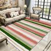 TerroVee Striped Area Rug 140 x 200 cm, Multicolor Short-Pile Rug for Living Room, Non-Slip, Easy-Care, Pink/Green/Gold view 1