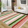 TerroVee Striped Area Rug 140 x 200 cm, Multicolor Short-Pile Rug for Living Room, Non-Slip, Easy-Care, Pink/Green/Gold view 3